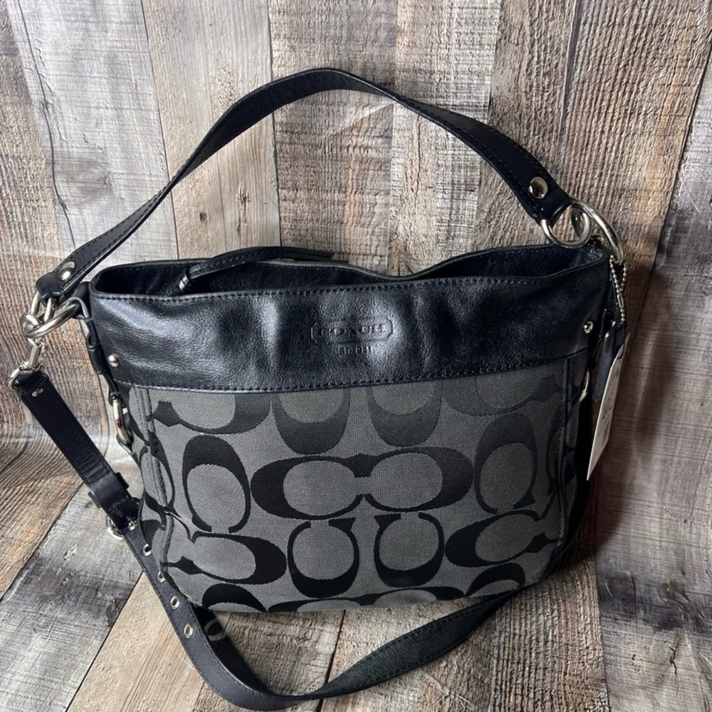 Coach Black and Gray Shoulder Crossbody Monogram Bag